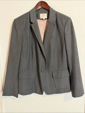 LOFT Women's Charcoal Gray Single-Button Blazer